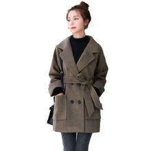 Casaco de lã feminino da moda, jaqueta de lã tricotada, bolso com cinto w272 para outono e inverno 2020 2024 - compre barato