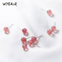 WYEAIIR-pendientes de plata de ley 925 para mujer, aretes femeninos de cristal de fresa rosa, bola bonita y versátil Simple 2024 - compra barato