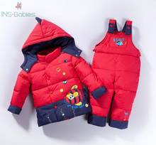 2022 New Baby Boys Girls Winter Clothing Suit Children White Duck Down Warm Clothes Thickening Hoodie Cartoon Outwear Snowsuit 2024 - buy cheap