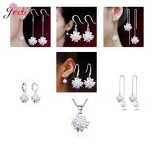 Best Choice 925 Sterling Silver Jewelry Accessories Necklace Earrings Fashion Ice Flower Jewelry Sets For Wedding/Engagement 2024 - buy cheap