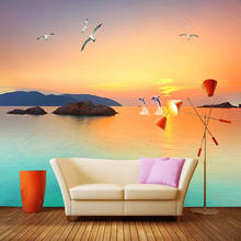 Custom Photo 3D Beautiful Sunset Seaside Scenery Large Mural Living Room Sofa Bedroom Wall Decoration Wall Painting Wallpaper 2024 - buy cheap