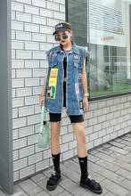 Sleeveless Denim Jacket For Women 2021 Spring Summer Women‘S  Vest Cartoon Bear Print Casual Fashion Coats жилетка женская 2024 - buy cheap