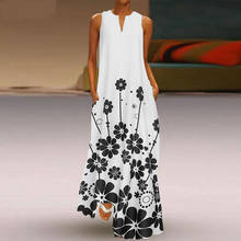 Women's Printed Sundress Bohemian Summer Maxi Dress Casual Sleeveless Vestidos Female V Neck Floral Robe Plus 5XL Size 2024 - buy cheap