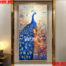 Pintura de diamante pavão azul bricolagem, quadrado, grande, ponto cruz, strass, mosaico, presente, decoração para casa 2024 - compre barato
