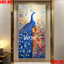 Pintura de diamante cuadrado grande, bordado de pavo real azul 5D, punto de cruz, mosaico de diamantes de imitación, regalo, decoración del hogar 2024 - compra barato