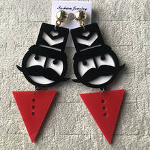 Personality Acrylic Big Black Beard Soldiers Drop Earrings For Women Geometric Punk Korean Style Long Dangle Earrings Jewelry 2024 - buy cheap