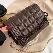 Chocolate Lattice Shoulder Crossbody Bags For Women PU Leather Women's Designer Chain Handbag Travel Solid Color Messenger Bag 2024 - buy cheap