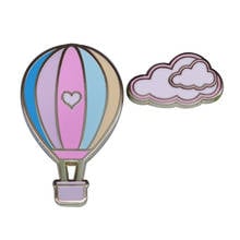 Hot air balloon and cloud hard enamel pin set cute pastel summer adventure jewelry 2024 - buy cheap