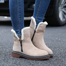 Зимние сапоги; классическая модель 2019 года; зимняя обувь на квадратном каблуке; женские ботинки; модные теплые плюшевые однотонные ботильоны; женская обувь; botas mujer 2024 - купить недорого