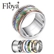 Aliança de boho floya de aço inoxidável, anel de rotação prata intercambiável preenchido 2024 - compre barato