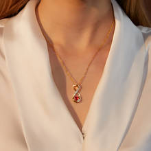 Novo cristal vermelho coração curto colar para as mulheres simples zircon 8 pingente pescoço corrente moda tendência luxo jóias presentes meninas 2021 2024 - compre barato