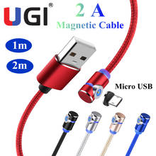 UGI-Cable Micro USB magnético, Cable de carga rápida de 1M y 2M, cargador de Cable trenzado para dispositivos Android, Samsung, Oneplus y Xiaomi 2024 - compra barato