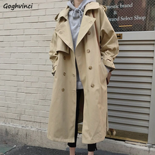 Women Trench Autumn Spring New Fashion Loose Overcoats Single Button Kahki Solid Korean Style Simple Warm Adjustable Waist Tops 2024 - buy cheap