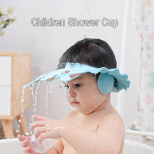 Touca de banho infantil à prova d'água, proteção para o cabelo, shampoo, proteção para as orelhas, tamanho ajustável 2024 - compre barato