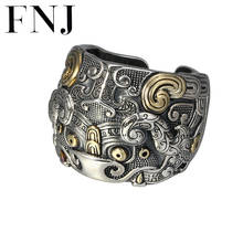 FNJ кольцо Pixiu из серебра 925 пробы, новое модное Оригинальное кольцо из стерлингового серебра S925 пробы для мужчин, ювелирное изделие, регулируемый размер, на удачу, с красным камнем 2024 - купить недорого