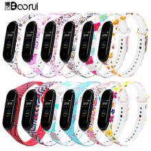 BOORUI Miband 3 4 5 Flower Strap Mi band 5 Accessories Replacement silicone varied wrist strap for xiaomi mi 3 4 5  bracelet 2024 - buy cheap