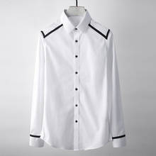 Minglu Slim Fit Men Shirt Hight Quality Shoulder And Sleeve Piping Design Mens Dress Shirt Trend Long Sleeve Man Shirts 4xl 2024 - buy cheap