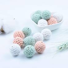 50 PCS MIX 3 Colors Round 16 MM Peach Wooden Crochet Beads Chewable Nursing Necklace Teething Beads Baby Teether Knitting Beads 2024 - buy cheap