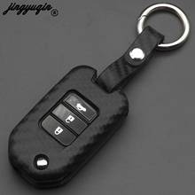 jingyuqin Carbon Silicone Car Key Case Foding Flid Keychain Remote Cover for Honda 2016 2017 CRV Pilot Accord Civic Fit Freed 2024 - buy cheap