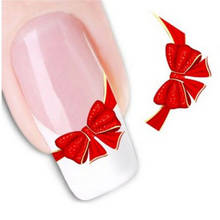 10 шт./упак. красный галстук-бабочка водные переводные наклейки, украшение для ногтей, французские накладные наклейки, наклейки для ногтевого дизайна 2024 - купить недорого