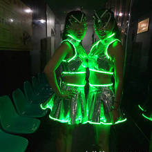 Sexy LED Silver Shiny Costume Singer dancer women sexy stage show light up dress Bar Nightclub DJ Singer DS 2024 - buy cheap