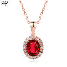 Elegante collar con colgante de cristal rojo para mujer, Color oro rosa, joyería de moda de cristal austriaco, regalo de Navidad N308 2024 - compra barato