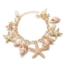 HIYONG Hot Selling Ocean Style Multi Starfish Sea Star Conch Shell Pearl Chain Beach Bracelet Bangle Novelty Holiday Accessories 2024 - buy cheap