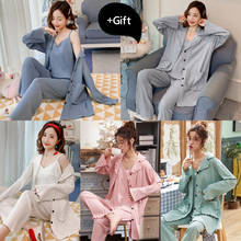 Conjunto de camisola feminina com 3 peças, pijama feminino, roupa de dormir, pijama sexy, roupa de banho com renda 2024 - compre barato
