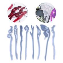 Mulheres cocar diy resina epóxi molde de silicone hairpin molde meninas jóias de cabelo fazendo moldes 2024 - compre barato