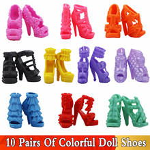 Zapatos coloridos de alta calidad para muñeca Barbie, sandalias informales con tacones altos, zapatos para muñeca Barbie, accesorios de juguete de 12 pulgadas, 10 Uds. 2024 - compra barato