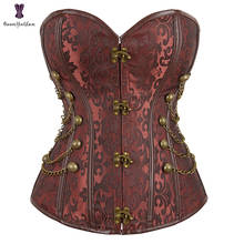 Roupa de halloween feminina corseletes de couro falso, espartilhos vintage steampunk legal design guerreiro armação de aço com fio dental 2024 - compre barato