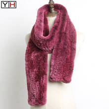 New Winter Women Real Fur Scarves Lady Knitted 100%Natural Rex Rabbit Fur Scarves Female Warm Genuine Real Fur Scarfs 2024 - buy cheap