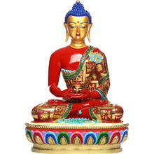 Тибетская буддистская бронзовая медная позолоченная цветная статуя амитабиха 2024 - купить недорого