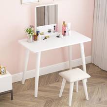 European ins net red bedroom dressing table small apartment simple makeup table solid wood with vanity mirror stool 2024 - buy cheap