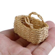 Minicasa de muñecas de ratán tejida a mano, cesta de comida, decoración en miniatura, 1/12 2024 - compra barato