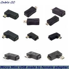 Мобильный телефон Micro USB папа-мама Мини 5pin Женский Мужской адаптер 90 градусов зарядное устройство разъем конвертер адаптер оптовая продажа 2024 - купить недорого