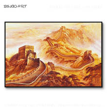 Excellent Artist Hand-painted High Miracle Building Great Wall Oil Painting on Canvas Chinese Building Landscape Oil Painting 2024 - buy cheap