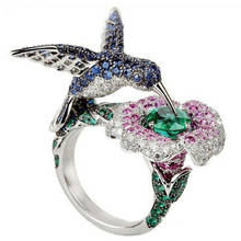 Fashion Multicolor Blue Green Crystal Rhinestone Bird Flower Rings for Women Bohemia Animal Wedding Engagement Ring Jewelry Gift 2024 - buy cheap