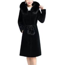 Women Winter Overcoat Black faux fur coat With Hooded Long Sleeve warm Fur Coat Jacket Casual Outerwear Overcoat 2024 - buy cheap