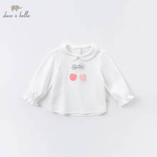 DBJ14541-1 dave bella/Осенняя футболка с бантом для маленьких девочек, детские топы, милые модные детские футболки для девочек 2024 - купить недорого