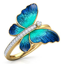 FDLK   Gorgeous Butterfly Design Ring Crystal Enamel Ring Engagement Rings Marriage Rings For Women 2024 - купить недорого