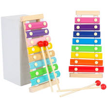 Музыкальный инструмент Xylophone для маленьких детей, 8 нот, игрушка в деревянной оправе, детские музыкальные забавные игрушки, обучающие игрушки для малышей, 2019 2024 - купить недорого