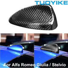 Real Carbon Fiber Car Roof Shark Fin Antenna Cover Trim Panel Sticker Exterior Parts Accessories For Alfa Romeo Giulia Stelvio 2024 - buy cheap