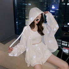 2021 new sunscreen suit women summer reflective butterfly hooded top with wide-leg short two-piece zip up hoodie harajuku hoodie 2024 - buy cheap