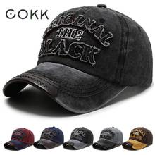 COKK Vintage Washed Cotton Baseball Cap Snapback Hat For Men Bone Women Retro Gorras Casual Casquette Letter Black Cap 2024 - buy cheap