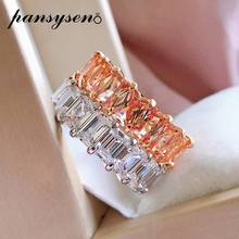 PANSYSEN 100% Solid Silver 925 Jewelry Simulated Moissanite Topaz Rings for Women Wedding Engagement Ring Fine Jewelry Wholesale 2024 - buy cheap