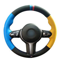 Cubierta de cuero sintético para volante de BMW, protector de ante negro, azul claro, amarillo, para F87, M2, F80, M3, F82, M4, M5, F12, F13, M6, F85, X5, M, F86, X6 2024 - compra barato