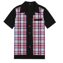 Camisa de xadrez camisas masculinas de manga curta casual botão para baixo camisas masculinas retro hombre bowling vestido camisas 2024 - compre barato