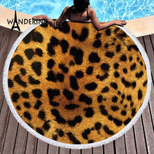 Toalla bohemia de microfibra para playa, toalla de animales redonda de 150Cm con estampado de leopardo, personalizada para piel de tigre Toalla de playa, deporte, Yoga, Verano 2024 - compra barato