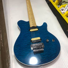 2020 custom OLP6-string electric guitar, flocculent maple veneer, double rocking bridge, blue and yellow. Free shipping 2024 - buy cheap